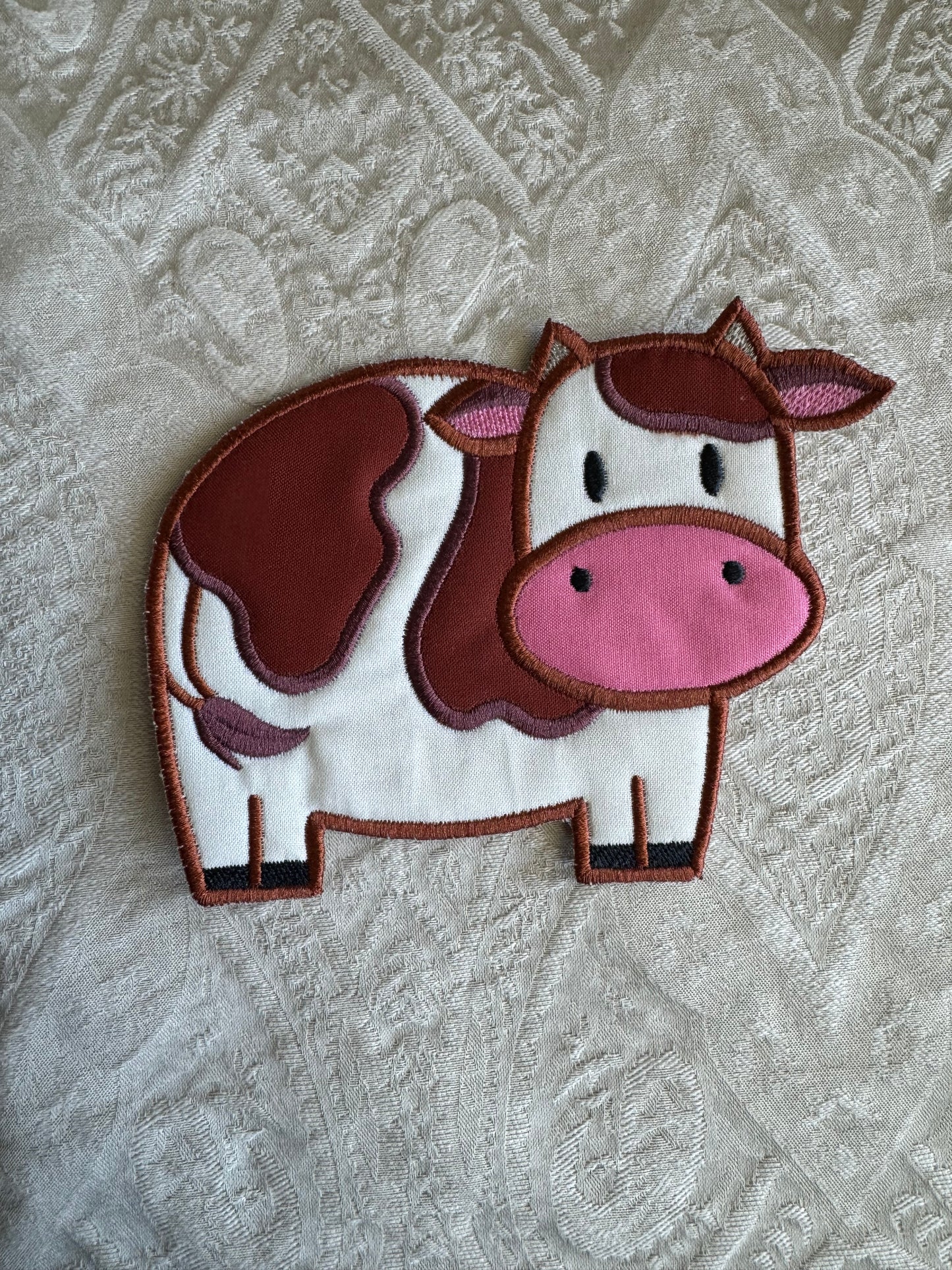 Cute Cow Mug Rug Brown