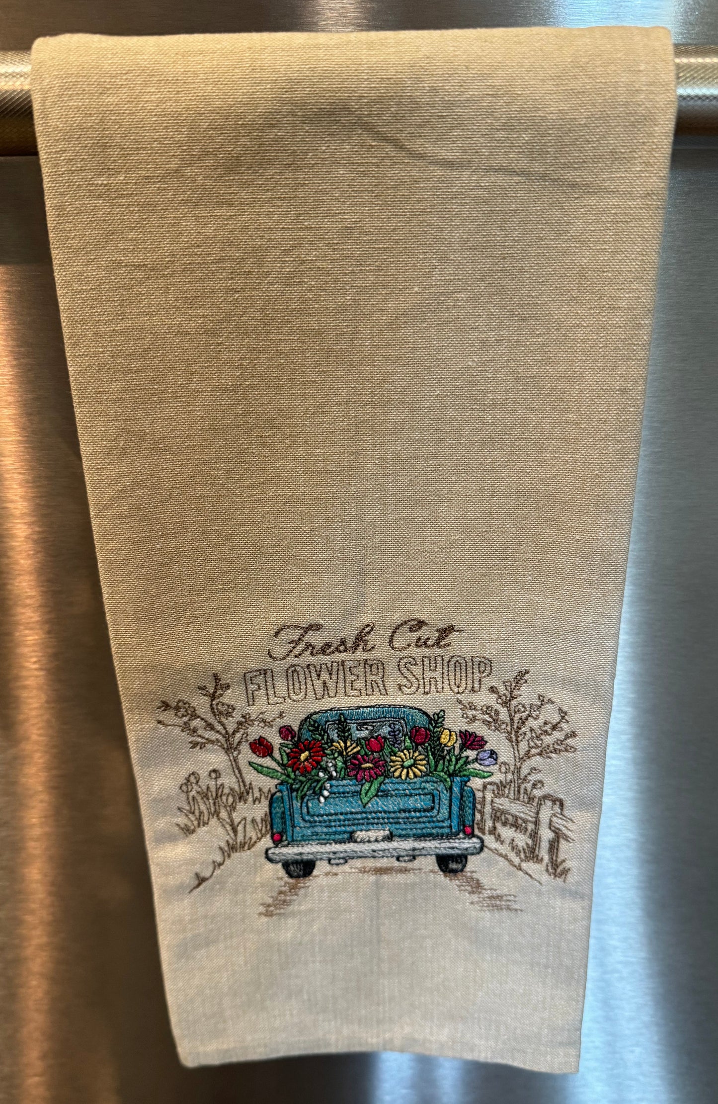 Flower Shop Retro Truck Kitchen Towel