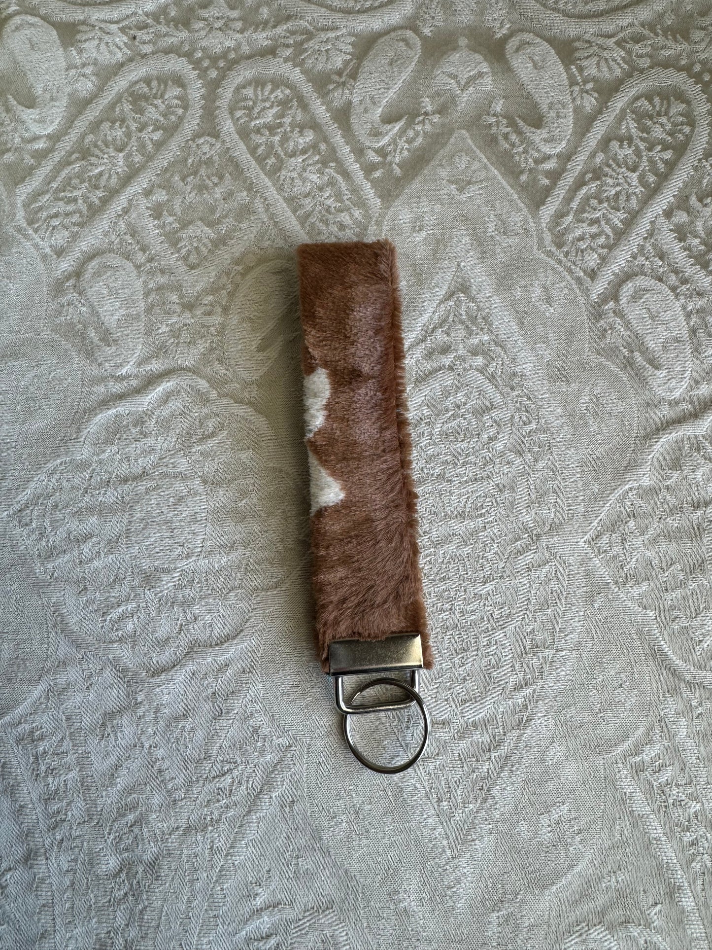 Wristlet with Split Ring Keychain "Cow Hide"