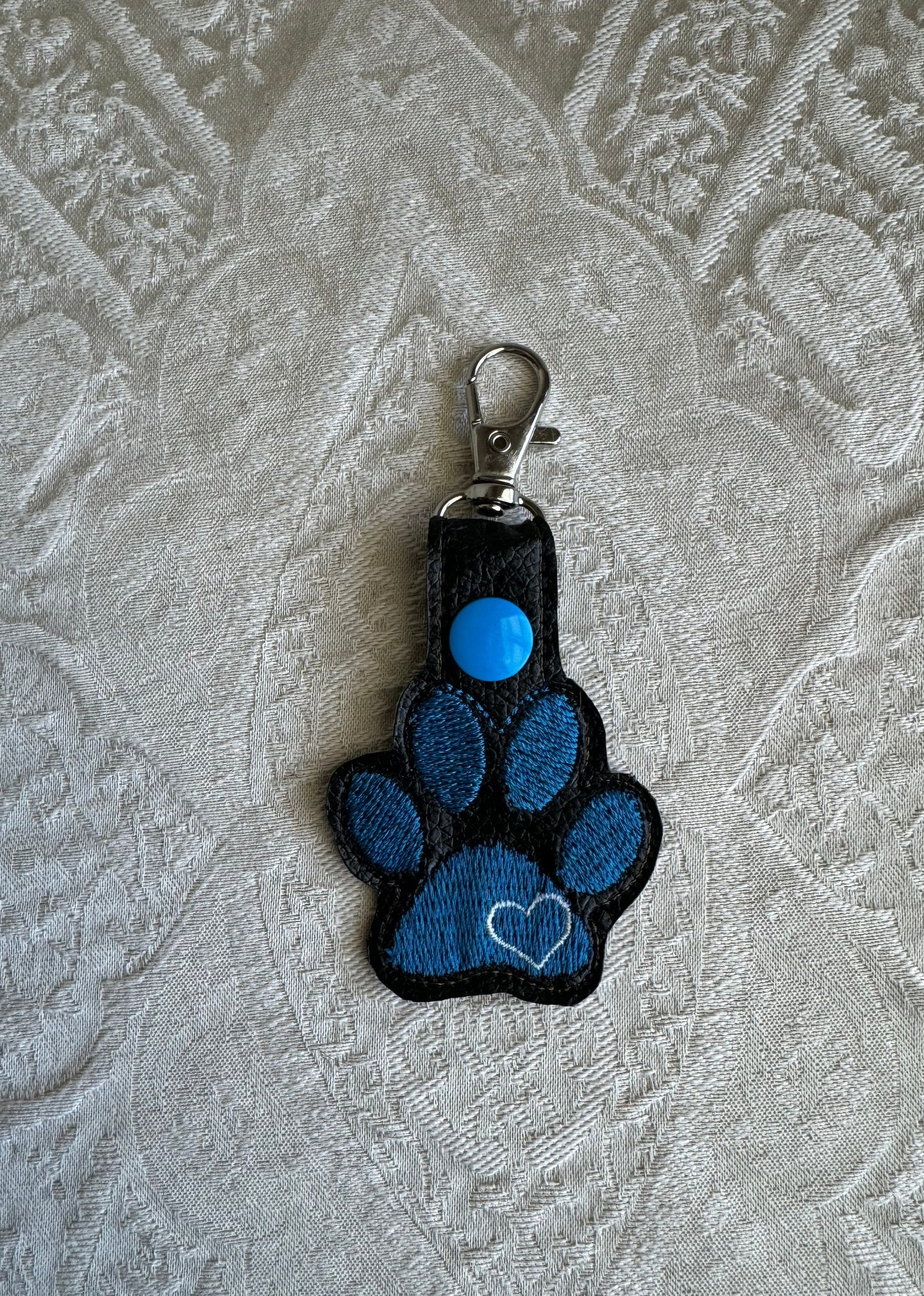 Paw with Heart Key Fob Blue