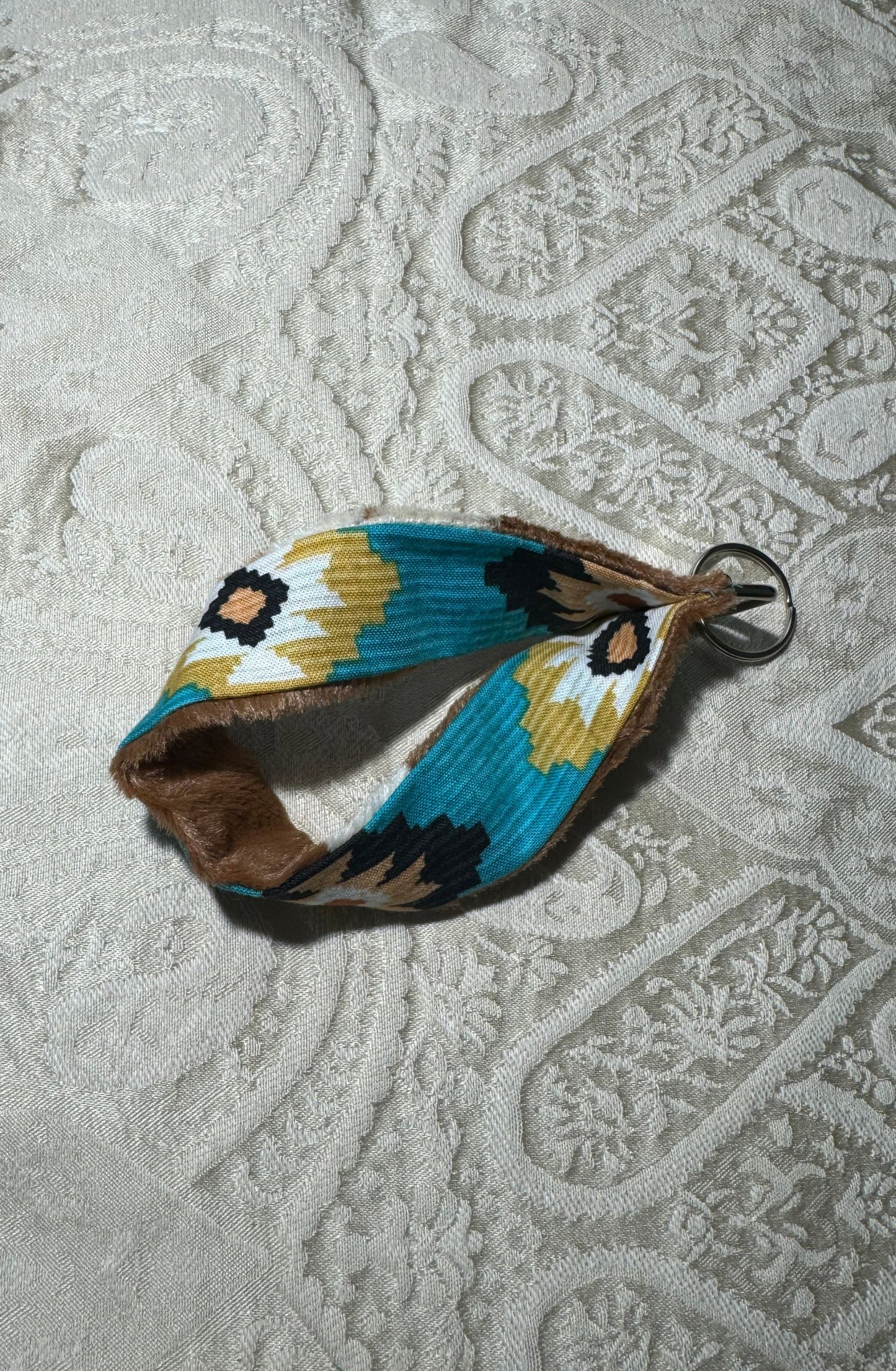 Wristlet with Split Ring Keychain "Cow Hide"