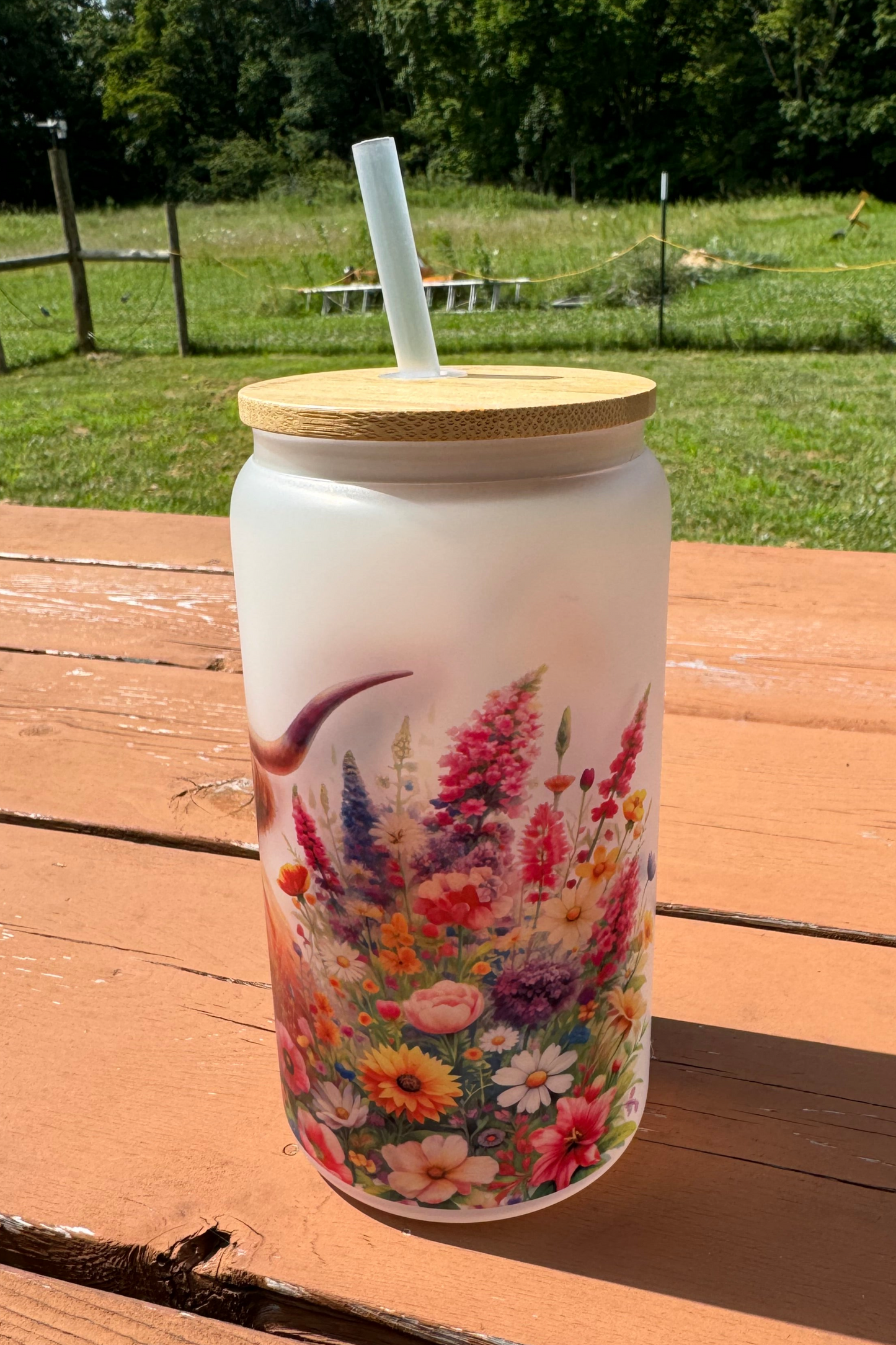 Highland Cow 16oz Frosted Libbey Glass