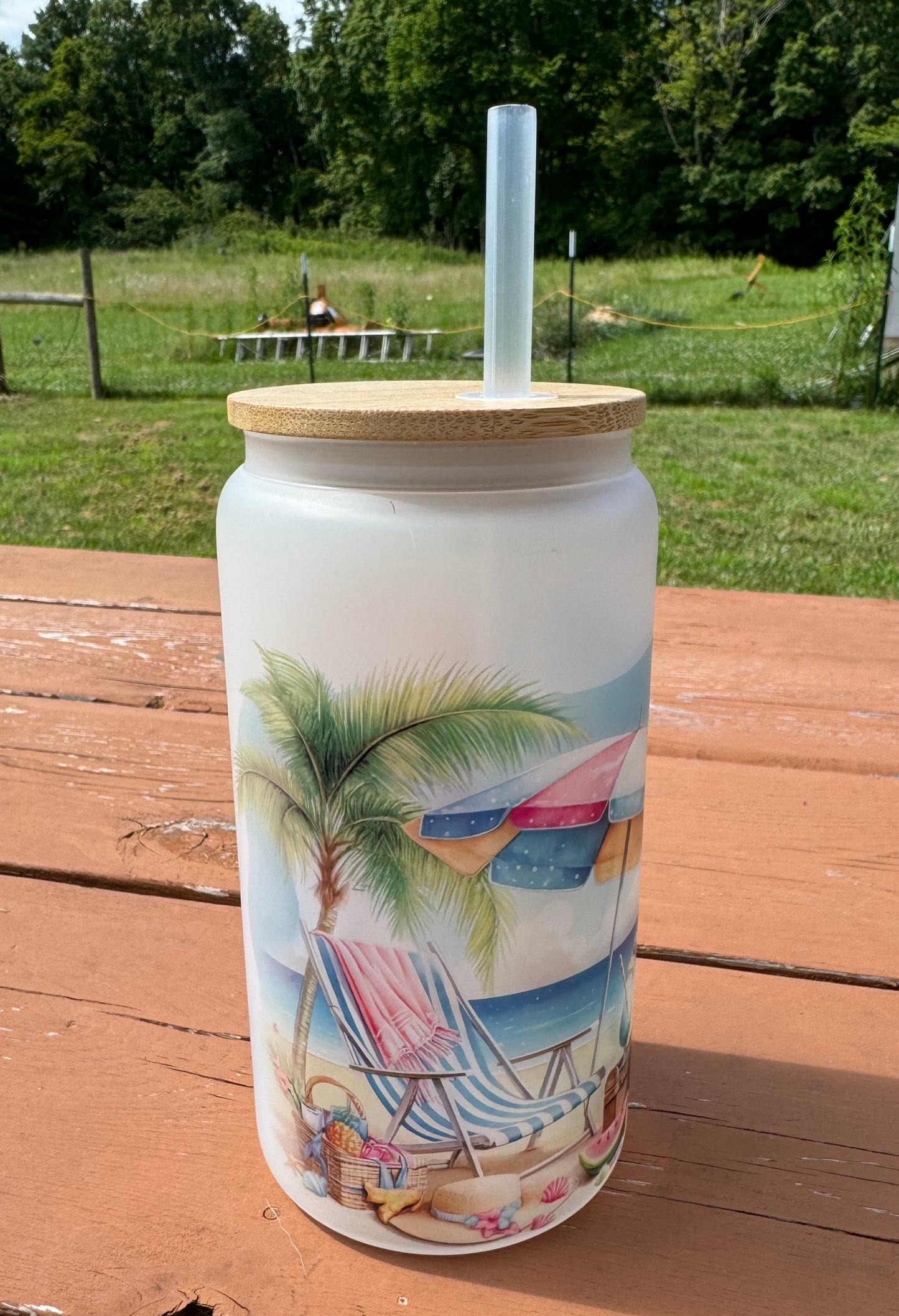 Life is Better at the Beach Frosted 16 0z Libbey Glass