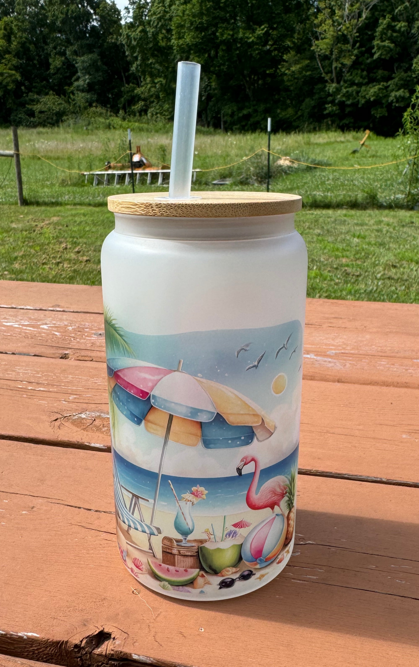 Life is Better at the Beach Frosted 16 0z Libbey Glass
