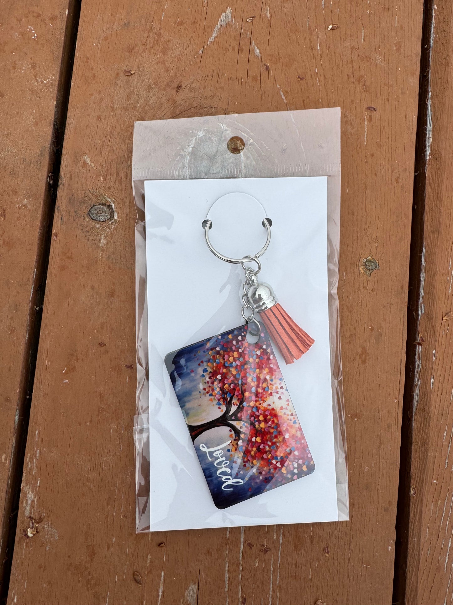 Loved Heart Tree Keychain with Tassel