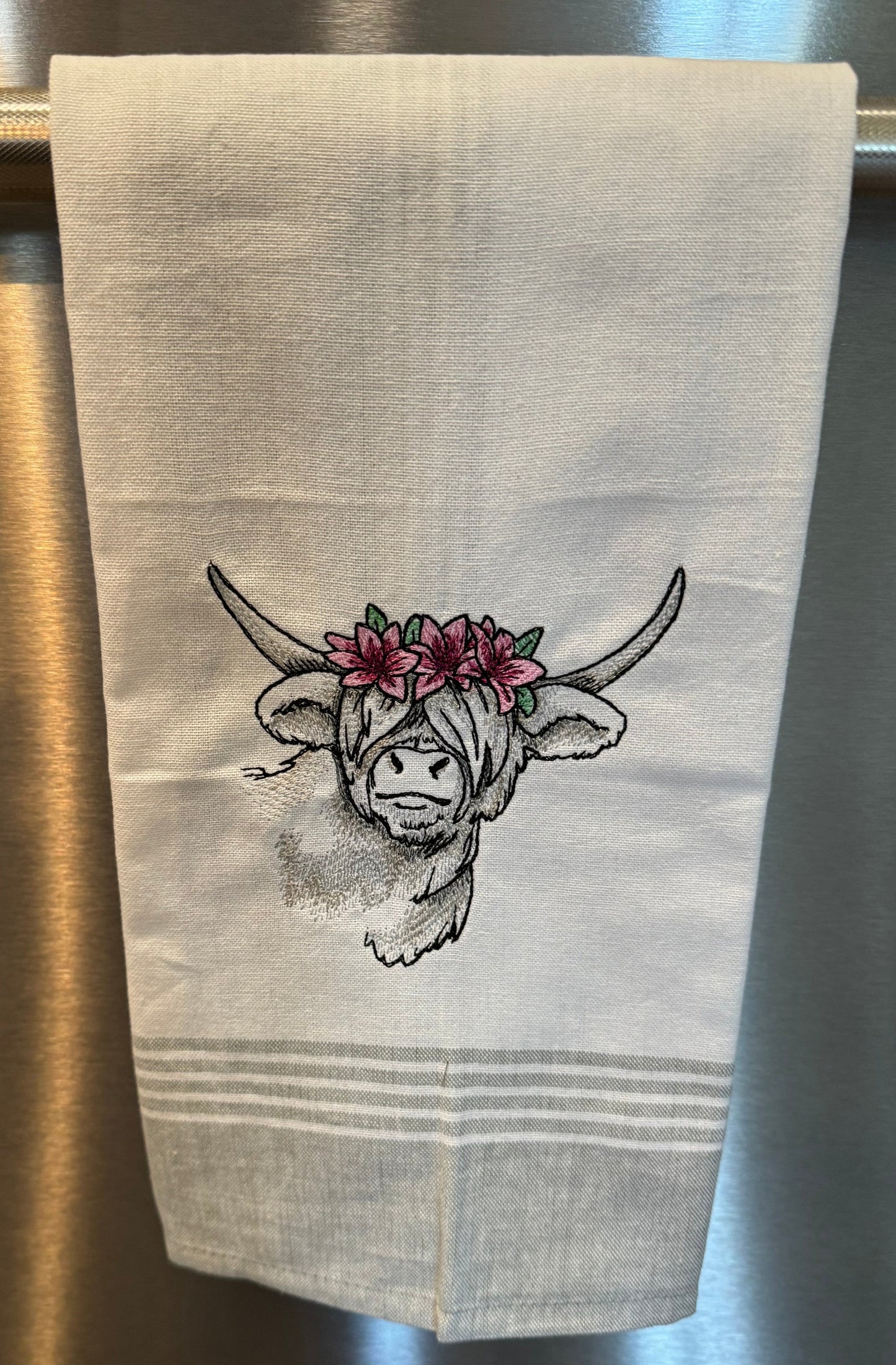 Lilies and Sunshine Highland Cow Kitchen Towel