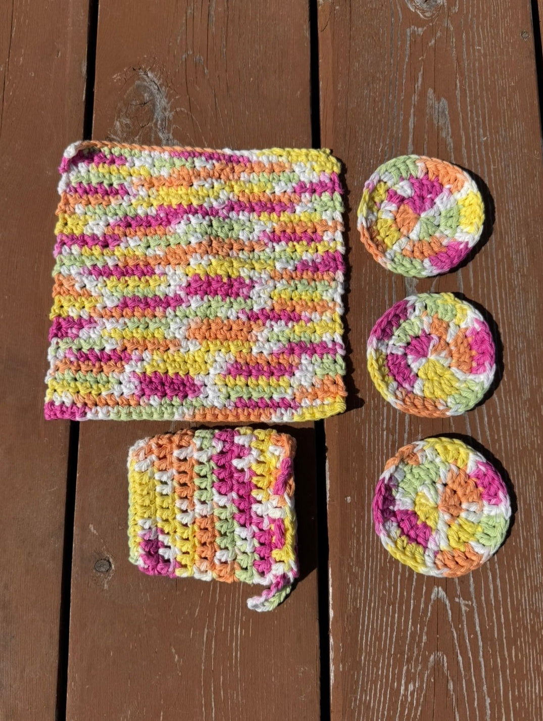 Rusty Saw Handmade Crochet Spa Set Over The Rainbow