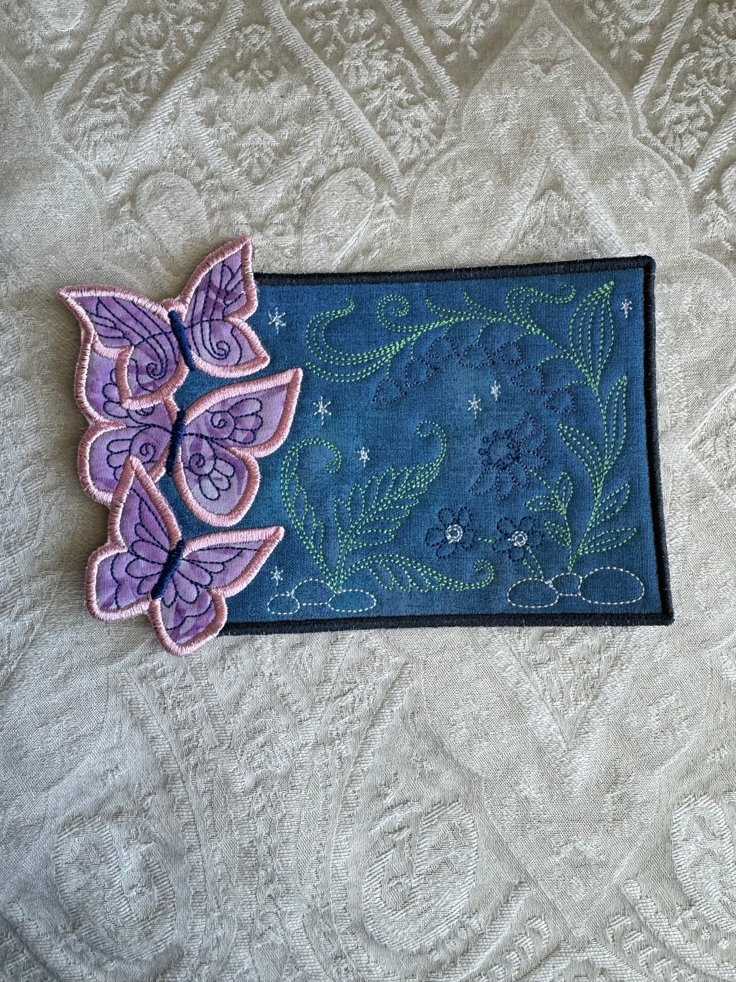 Twilight Butterflies Mug Rug Blue