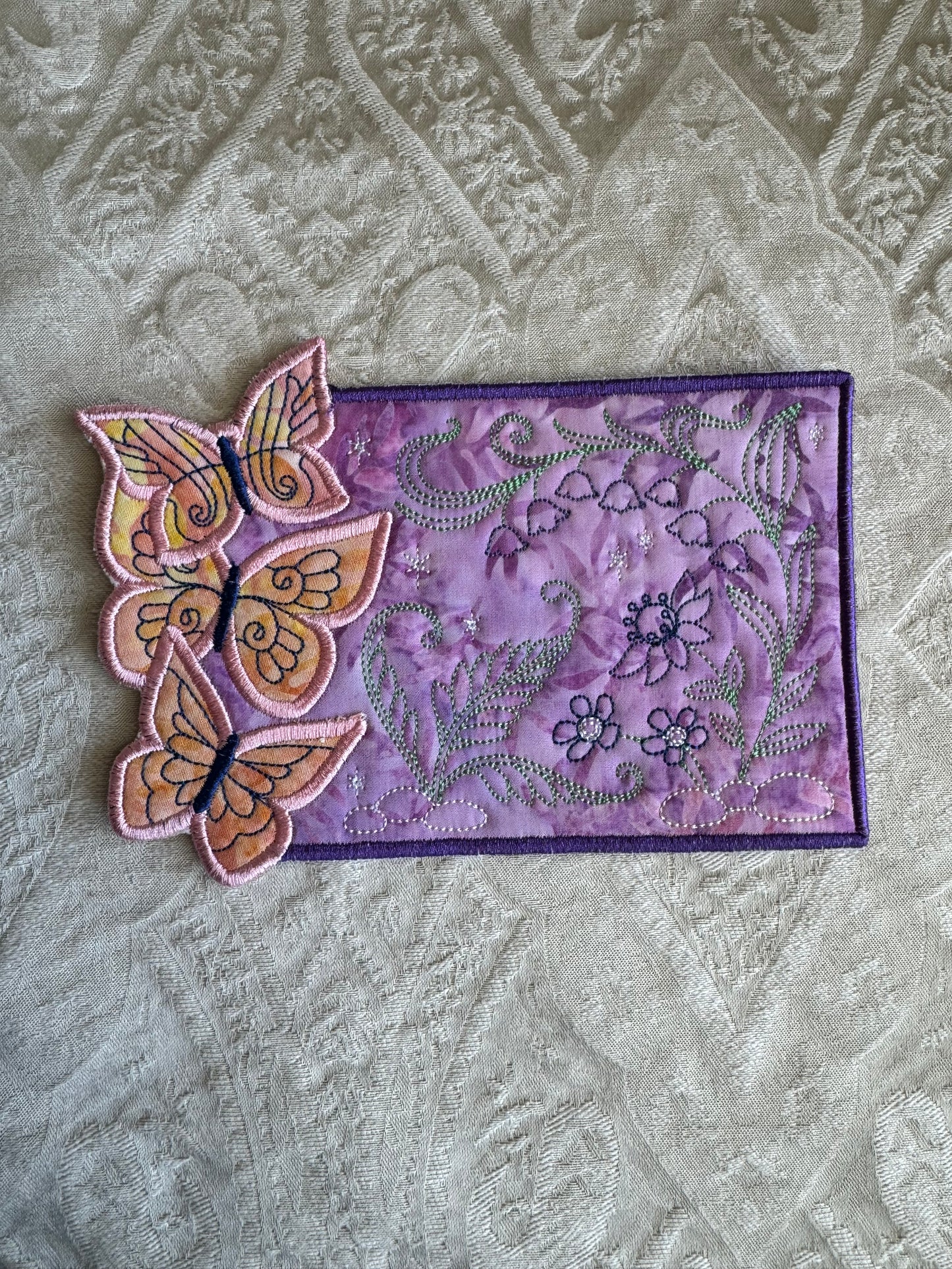 Twilight Butterflies Mug Rug Purple