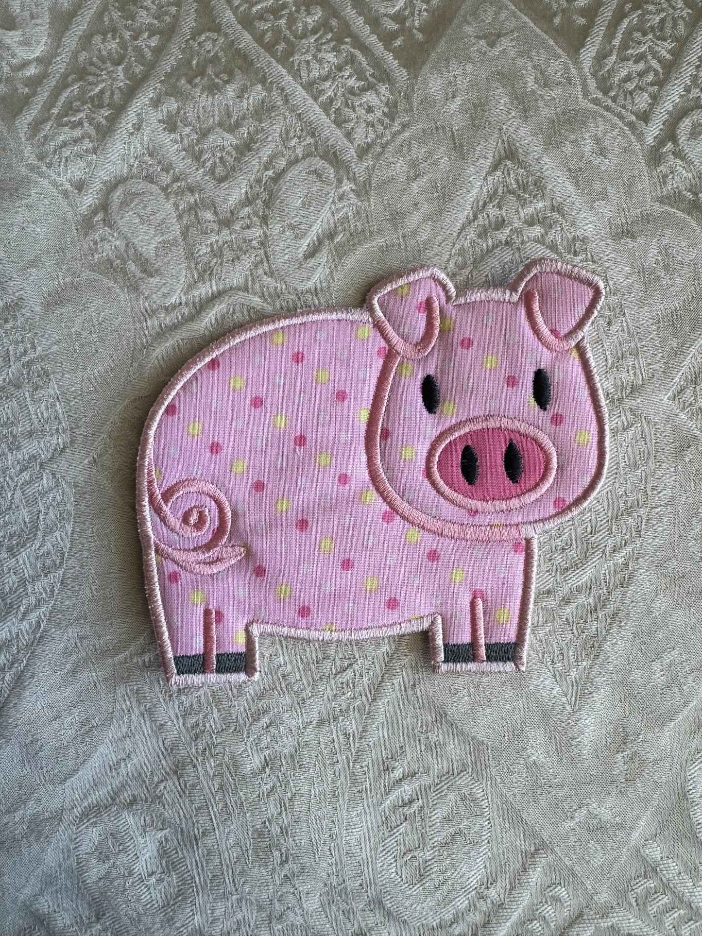 Playful Pig Mug Rug Poka Dot
