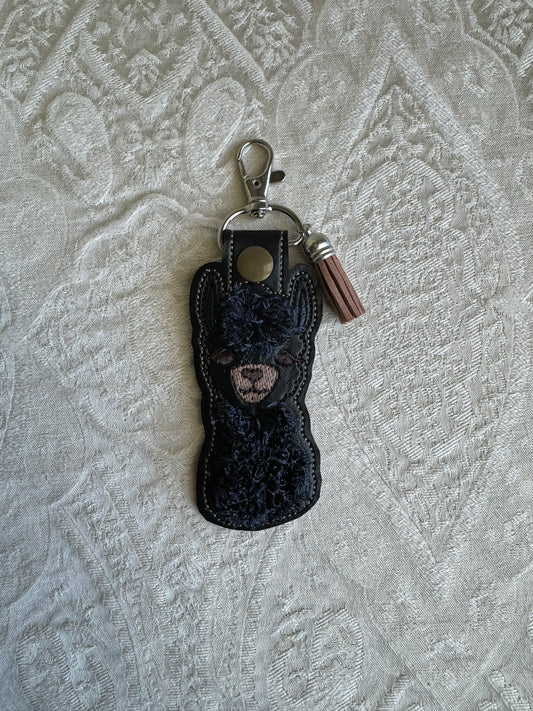 Fuzzy Llama Key Fob Black