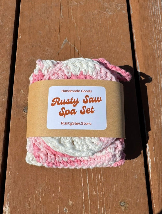 Rusty Saw Handmade Crochet Spa Set Strawberry