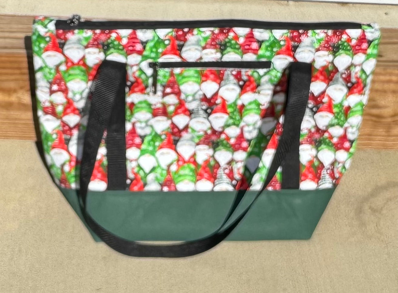 Christmas Gnomes Large Zippered Tote Bag