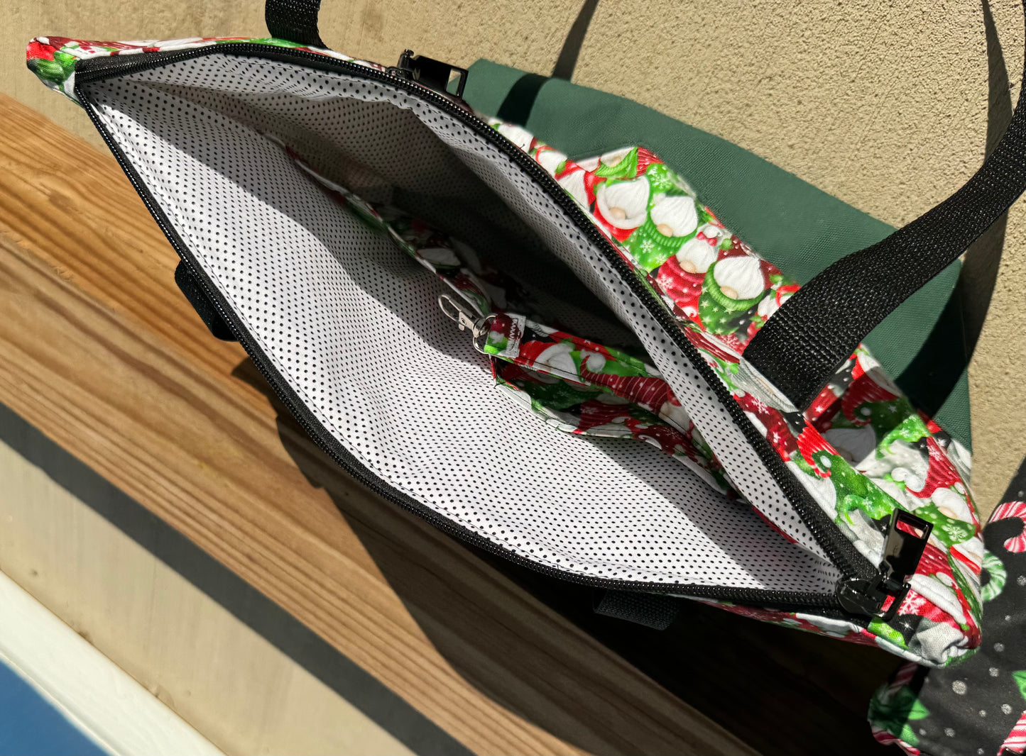 Christmas Gnomes Large Zippered Tote Bag